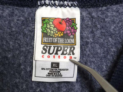 90s USA製 ロゴ刺繍 スウェット メンズ XL / トレーナー 裏起毛 ワンポイント 大きいサイズ ヘビーウェイト クルーネック 企業物 ネイビー