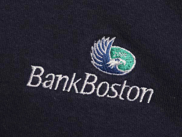 90s USA製 ロゴ刺繍 スウェット メンズ XL / トレーナー 裏起毛 ワンポイント 大きいサイズ ヘビーウェイト クルーネック 企業物 ネイビー