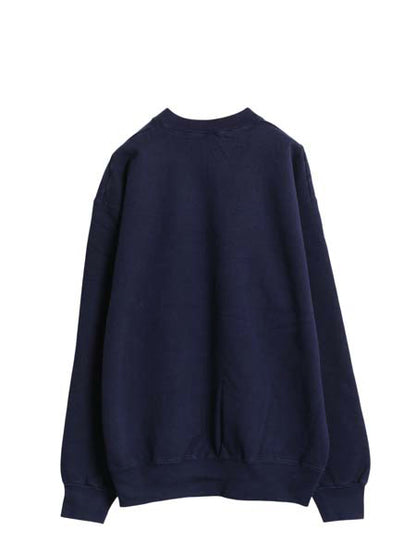 90s USA製 ロゴ刺繍 スウェット メンズ XL / トレーナー 裏起毛 ワンポイント 大きいサイズ ヘビーウェイト クルーネック 企業物 ネイビー