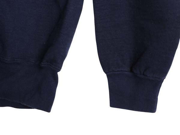 90s USA製 ロゴ刺繍 スウェット メンズ XL / トレーナー 裏起毛 ワンポイント 大きいサイズ ヘビーウェイト クルーネック 企業物 ネイビー