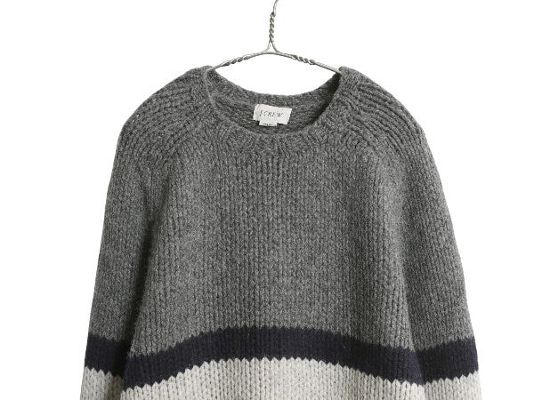 00s ジェイクルー ボーダー ニット セーター メンズ XL / オールド ウール 手編み ハンドメイド 大きいサイズ ローゲージ シンプル 旧タグ