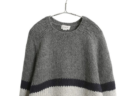 00s ジェイクルー ボーダー ニット セーター メンズ XL / オールド ウール 手編み ハンドメイド 大きいサイズ ローゲージ シンプル 旧タグ