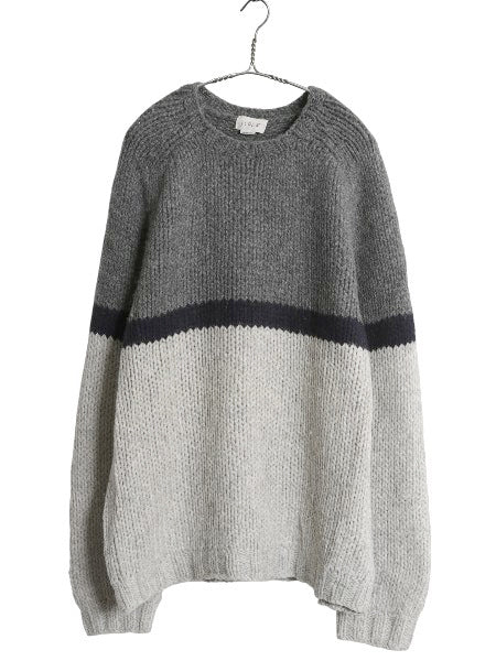 00s ジェイクルー ボーダー ニット セーター メンズ XL / オールド ウール 手編み ハンドメイド 大きいサイズ ローゲージ シンプル 旧タグ