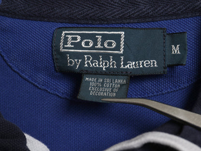 00s ポロ ラルフローレン フード付き ボーダー 鹿の子 ポロシャツ メンズ M / オールド パーカー プルオーバー ラガーシャツ タイプ 青 紺