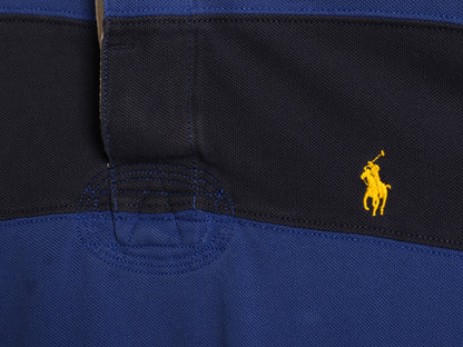 00s ポロ ラルフローレン フード付き ボーダー 鹿の子 ポロシャツ メンズ M / オールド パーカー プルオーバー ラガーシャツ タイプ 青 紺