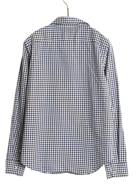 00s ローレン ラルフローレン ギンガムチェック 長袖 シャツ レディース M オールド ポロ ノーアイロン ブラウス ワンポイント カジュアル