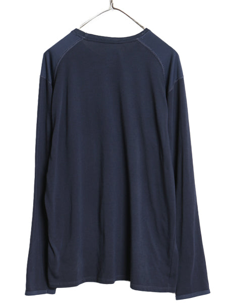 ノースフェイス ロゴ プリント 長袖 Tシャツ メンズ L アウトドア ロンT ロングスリーブ カットソー インナー ストレッチ ワンポイント 紺