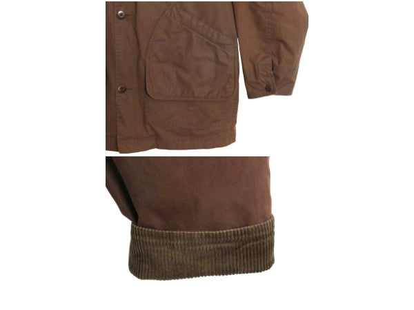 エルエルビーン オイルド ハンティング ジャケット メンズ L カバーオール コットン キャンバス ハーフ コート チェック 中綿 ライナー付き