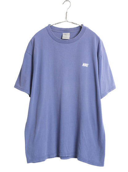 00s ナイキ ロゴ 刺繍 半袖 Tシャツ メンズ M / オールド ワンポイント ヘビーウェイト コットン カットソー シンプル クルーネック ブルー