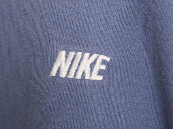 00s ナイキ ロゴ 刺繍 半袖 Tシャツ メンズ M / オールド ワンポイント ヘビーウェイト コットン カットソー シンプル クルーネック ブルー