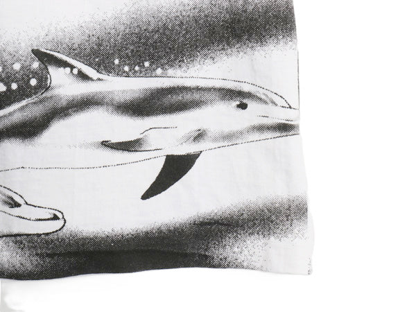 80s USA製 イルカ オールオーバー プリント Tシャツ メンズ XL ヴィンテージ アート グラフィック 総柄 シングルステッチ 白 大きいサイズ