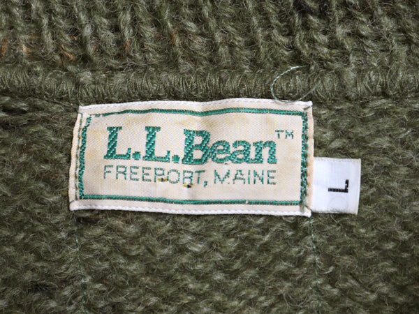 80s エルエルビーン ショールカラー ニット カーディガン メンズ L / ヴィンテージ アウトドア ウール セーター 前開き 無地 ポケット付き