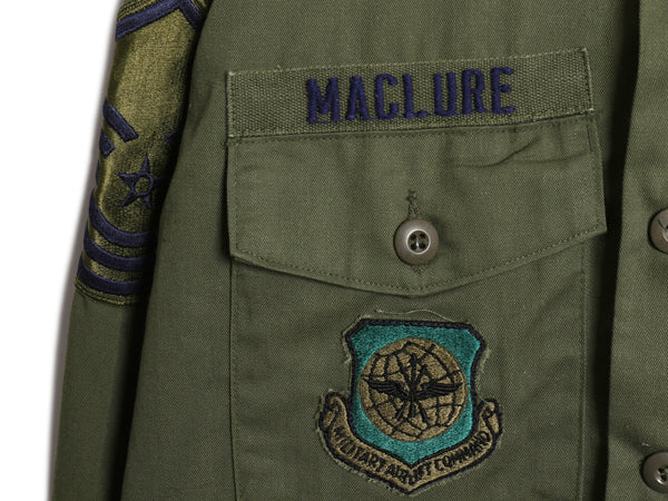 デッドストック 80s 米軍実物 US AIR FORCE ユーティリティ シャツ M / 81年製 ヴィンテージ 軍物 ミリタリー アーミー OG507 フルパッチ