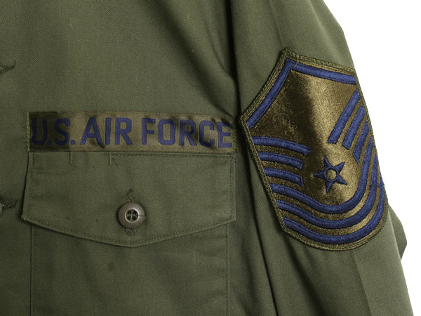 デッドストック 80s 米軍実物 US AIR FORCE ユーティリティ シャツ M / 81年製 ヴィンテージ 軍物 ミリタリー アーミー OG507 フルパッチ