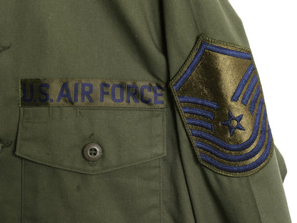 デッドストック 80s 米軍実物 US AIR FORCE ユーティリティ シャツ M / 81年製 ヴィンテージ 軍物 ミリタリー アーミー OG507 フルパッチ