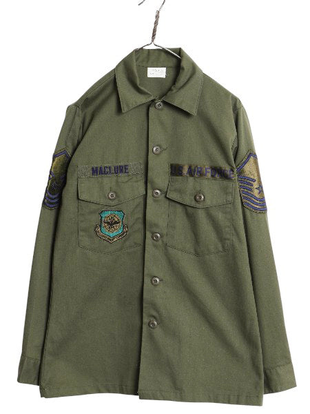 デッドストック 80s 米軍実物 US AIR FORCE ユーティリティ シャツ M / 81年製 ヴィンテージ 軍物 ミリタリー アーミー OG507 フルパッチ