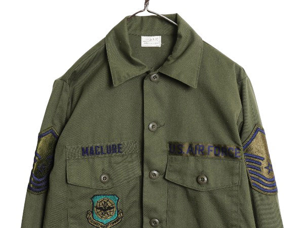 デッドストック 80s 米軍実物 US AIR FORCE ユーティリティ シャツ M / 81年製 ヴィンテージ 軍物 ミリタリー アーミー OG507 フルパッチ