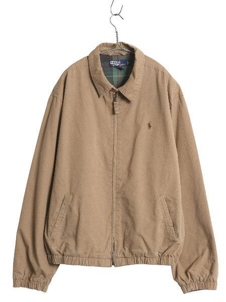 90s ポロ ラルフローレン スイングトップ ジャケット メンズ XL オールド コットン ブルゾン フルジップ フランネル チェック ライナー付き