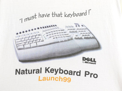 90s ★ DELL キーボード イラスト プリント 長袖 Tシャツ メンズ L オールド 企業物 当時物 マイクロソフト ロゴ コンピューター ロンT 白