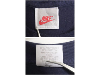 90s USA製 ナイキ スウッシュ プリント 長袖 Tシャツ メンズ S オールド 初期 銀タグ ロンT ロングスリーブ シンプル シングルステッチ 紺
