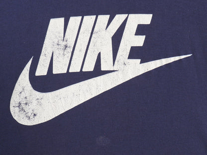 90s USA製 ナイキ スウッシュ プリント 長袖 Tシャツ メンズ S オールド 初期 銀タグ ロンT ロングスリーブ シンプル シングルステッチ 紺