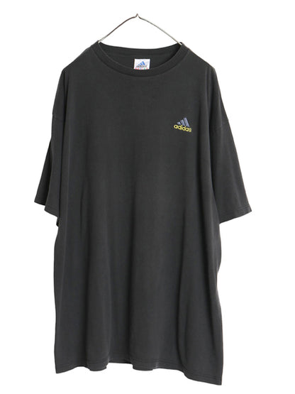 90s USA製 アディダス パフォーマンス ロゴ 刺繍 半袖 Tシャツ メンズ XL オールド ヘビーウェイト コットン ワンポイント 大きいサイズ 黒