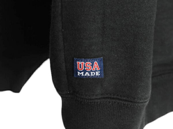 90s USA製 カレッジ ロゴ 刺繍 スウェット フード パーカー メンズ XL オールド トレーナー プルオーバー 大きいサイズ ヘビーウェイト 黒