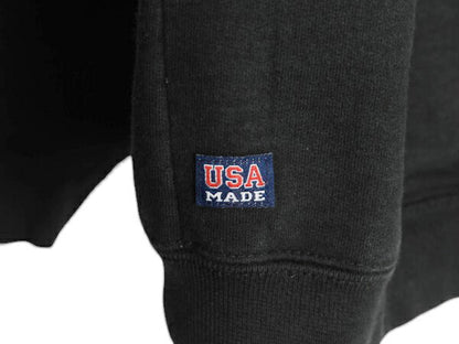 90s USA製 カレッジ ロゴ 刺繍 スウェット フード パーカー メンズ XL オールド トレーナー プルオーバー 大きいサイズ ヘビーウェイト 黒