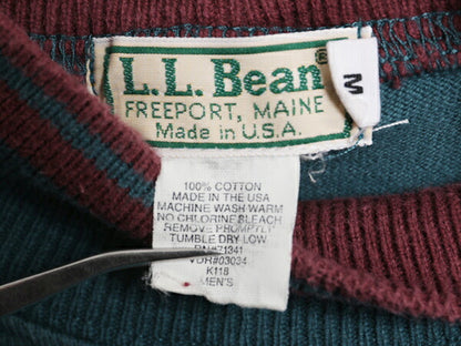 80s USA製 エルエルビーン モックネック ボーダー 長袖 Tシャツ メンズ M / ヴィンテージ LLBEAN ロンT ラガーシャツ 素材 ヘビーウェイト