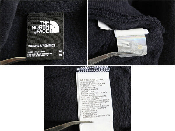US企画 ノースフェイス プリント スウェット フード パーカー レディース M The North Face アウトドア プルオーバー トレーナー 裏起毛 紺