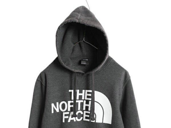 ノースフェイス プリント スウェット フード パーカー メンズ S / 古着 The North Face 裏起毛 プルオーバー トレーナー アウトドア グレー
