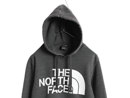 ノースフェイス プリント スウェット フード パーカー メンズ S / 古着 The North Face 裏起毛 プルオーバー トレーナー アウトドア グレー