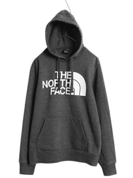 ノースフェイス プリント スウェット フード パーカー メンズ S / 古着 The North Face 裏起毛 プルオーバー トレーナー アウトドア グレー