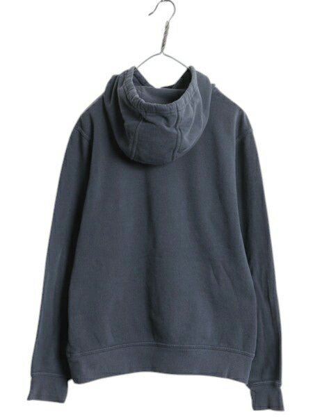 ノースフェイス プリント スウェット フード パーカー メンズ S 古着 The North Face 裏起毛 プルオーバー トレーナー アウトドア ネイビー