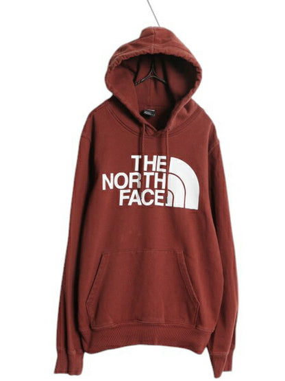 ノースフェイス プリント スウェット フード パーカー メンズ S / The North Face 裏起毛 プルオーバー トレーナー アウトドア テラコッタ