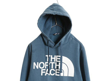 ノースフェイス プリント スウェット フード パーカー メンズ S / The North Face プルオーバー 裏起毛 トレーナー アウトドア 薄手 ブルー