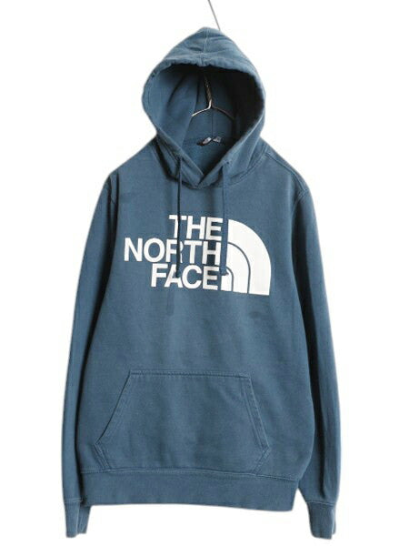 ノースフェイス プリント スウェット フード パーカー メンズ S / The North Face プルオーバー 裏起毛 トレーナー アウトドア 薄手 ブルー