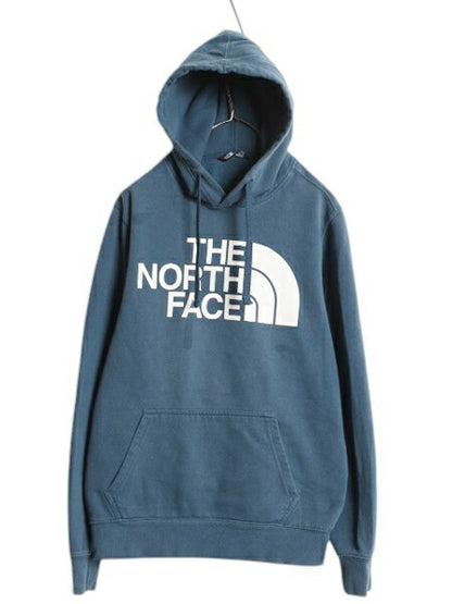 ノースフェイス プリント スウェット フード パーカー メンズ S / The North Face プルオーバー 裏起毛 トレーナー アウトドア 薄手 ブルー