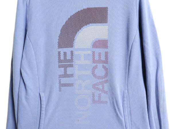ノースフェイス プリント スウェット フード パーカー レディース S / The North Face プルオーバー 裏起毛 トレーナー ツートン パープル
