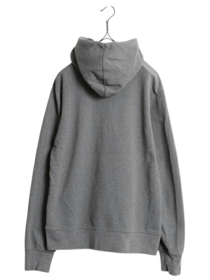 ノースフェイス プリント スウェット フード パーカー メンズ S 古着 The North Face 裏起毛 トレーナー プルオーバー アウトドア グレー