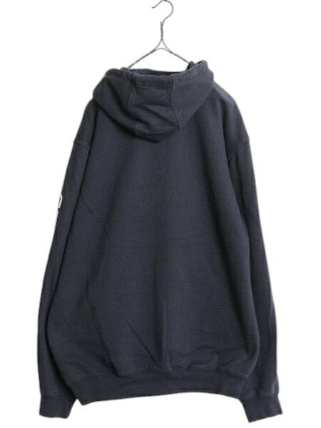 カーハート 袖 プリント スウェット フード パーカー メンズ M 黒 古着 CARHARTT トレーナー 裏起毛 プルオーバー ミドルウェイト ブラック