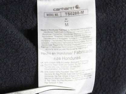 カーハート 袖 プリント スウェット フード パーカー メンズ M 黒 古着 CARHARTT トレーナー 裏起毛 プルオーバー ミドルウェイト ブラック