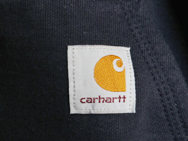 カーハート 袖 プリント スウェット フード パーカー メンズ M 黒 古着 CARHARTT トレーナー 裏起毛 プルオーバー ミドルウェイト ブラック