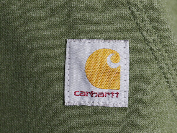 カーハート 袖 プリント スウェット フード パーカー メンズ M CARHARTT トレーナー 裏起毛 プルオーバー ミドルウェイト カーキ グリーン