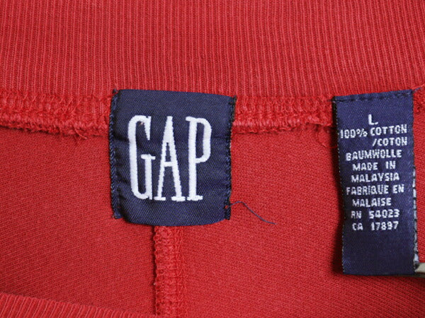 90s OLD GAP モックネック 無地 長袖 Tシャツ メンズ L / 古着 オールド ギャップ ヘビーウェイト ロンT ストレッチ カットソー 紺タグ 赤