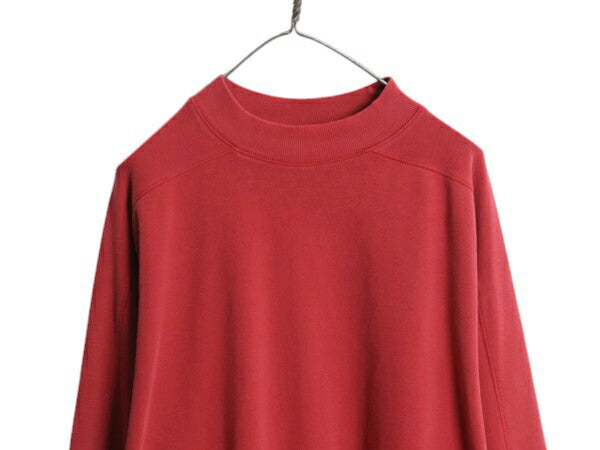 90s OLD GAP モックネック 無地 長袖 Tシャツ メンズ L / 古着 オールド ギャップ ヘビーウェイト ロンT ストレッチ カットソー 紺タグ 赤