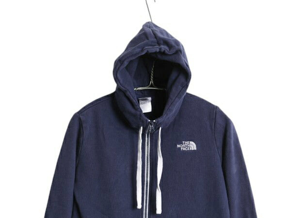 ノースフェイス フルジップ スウェット フード パーカー レディース M The North Face アウトドア トレーナー 裏起毛 ハイネック ネイビー