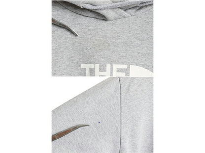 ノースフェイス プリント スウェット フード パーカー メンズ S / 古着 The North Face プルオーバー トレーナー アウトドア 裏起毛 グレー