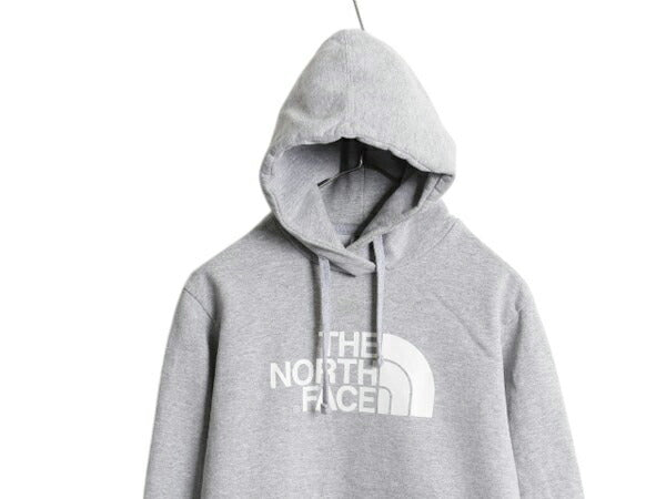 ノースフェイス プリント スウェット フード パーカー メンズ S / 古着 The North Face プルオーバー トレーナー アウトドア 裏起毛 グレー