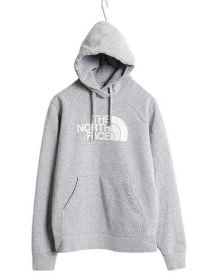 ノースフェイス プリント スウェット フード パーカー メンズ S / 古着 The North Face プルオーバー トレーナー アウトドア 裏起毛 グレー
